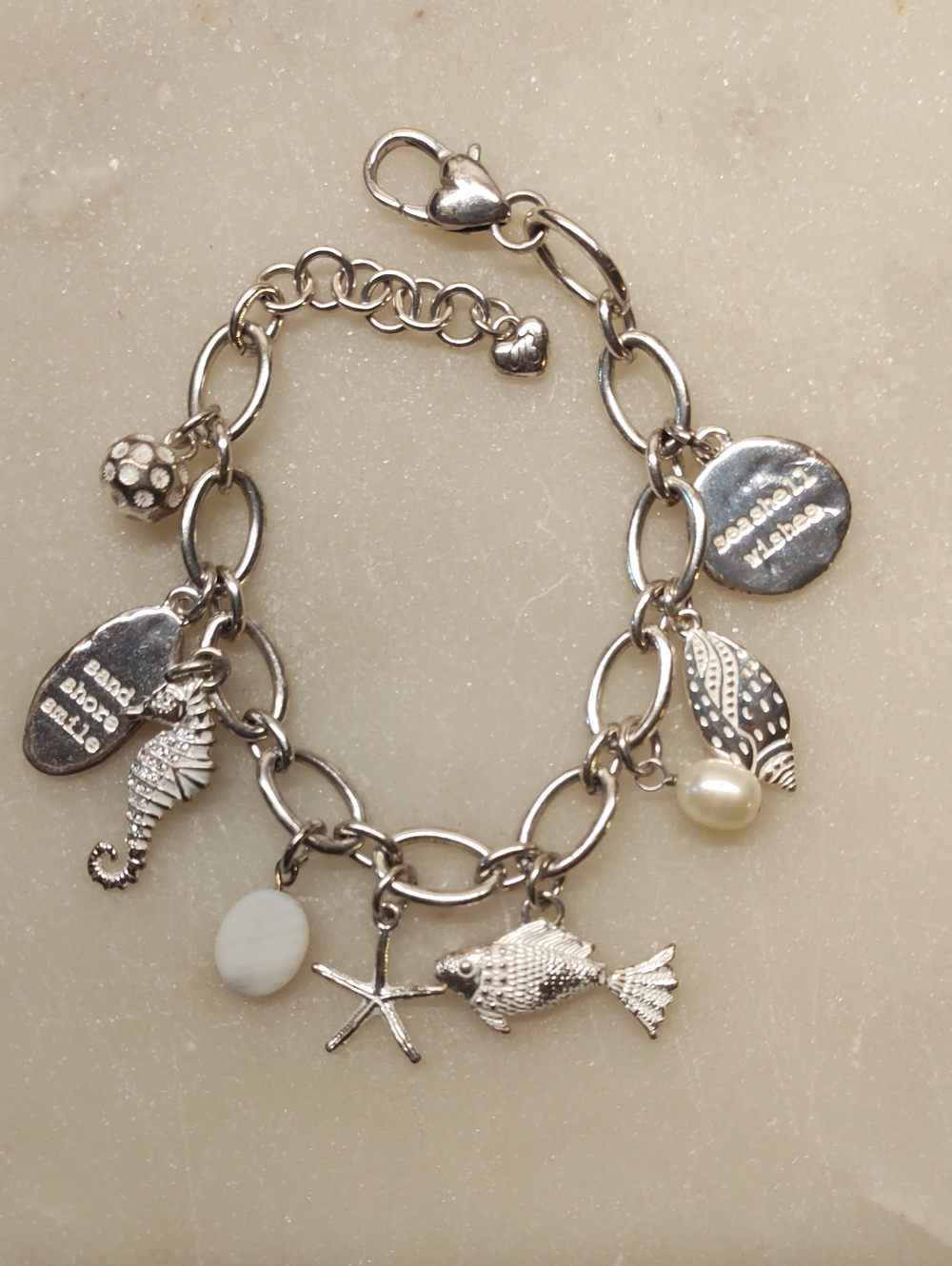 Brighton RARE Nautical Charm Bracelet Silver And White Pave' Crystals - Picture 3 of 8
